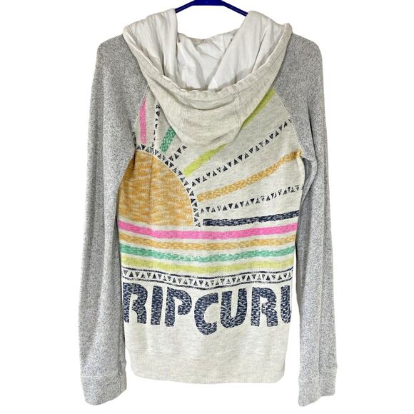 Rip Curl Gray Oatmeal Lightweight‎ Full Zip Sweatshirt Boho Aztec Summer Hoodie - Picture 1 of 8
